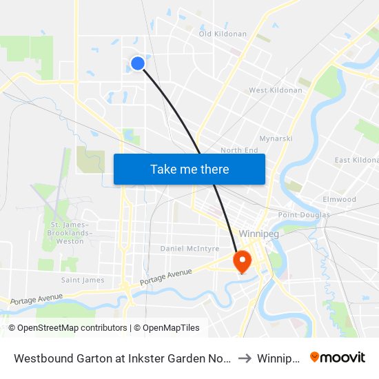 Westbound Garton at Inkster Garden North to Winnipeg map