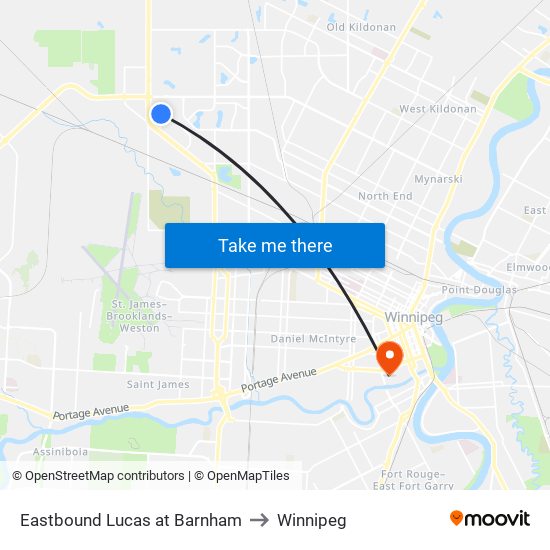 Eastbound Lucas at Barnham to Winnipeg map