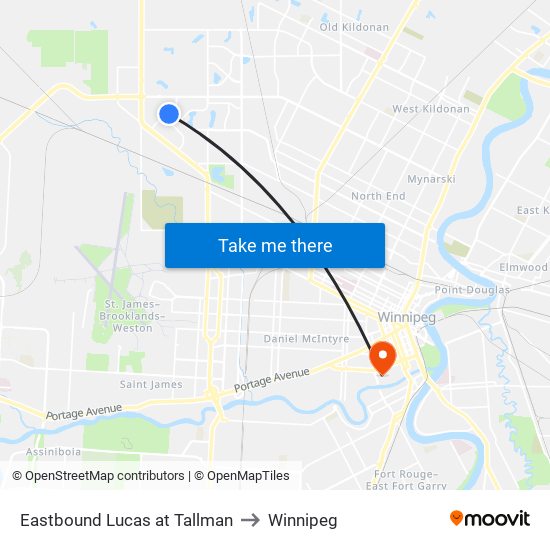 Eastbound Lucas at Tallman to Winnipeg map