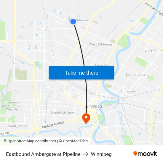 Eastbound Ambergate at Pipeline to Winnipeg map