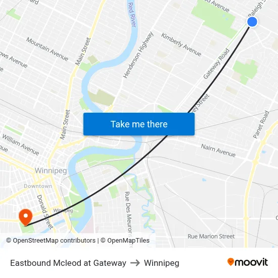 Eastbound Mcleod at Gateway to Winnipeg map