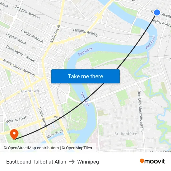Eastbound Talbot at Allan to Winnipeg map