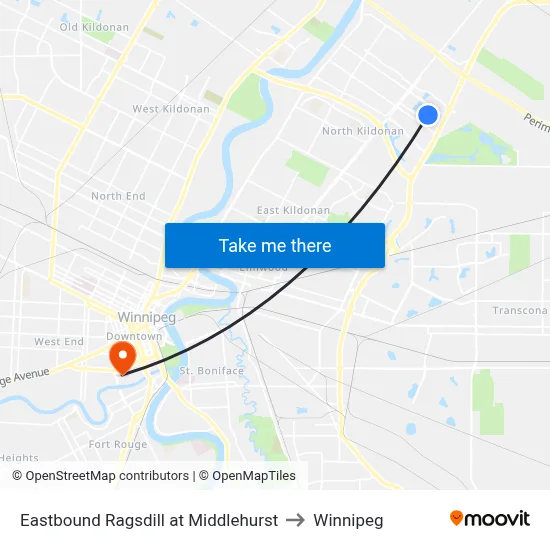 Eastbound Ragsdill at Middlehurst to Winnipeg map