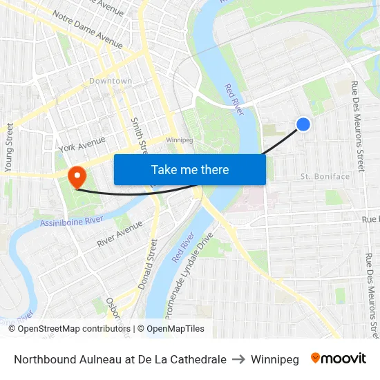 Northbound Aulneau at De La Cathedrale to Winnipeg map