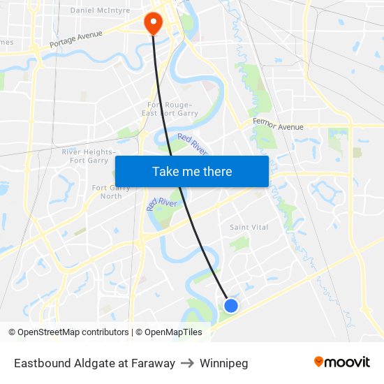 Eastbound Aldgate at Faraway to Winnipeg map