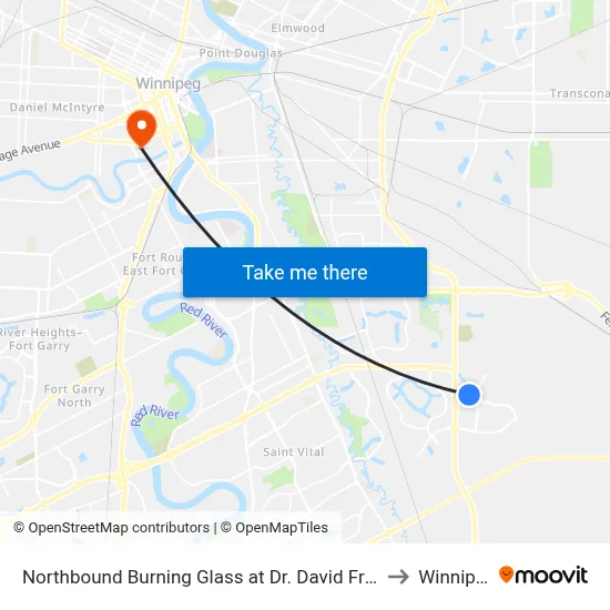 Northbound Burning Glass at Dr. David Friesen to Winnipeg map