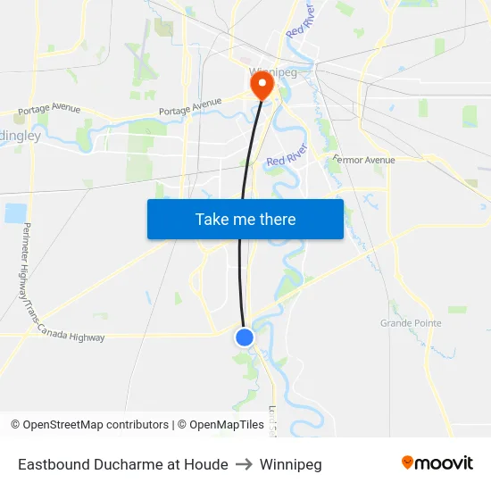 Eastbound Ducharme at Houde to Winnipeg map