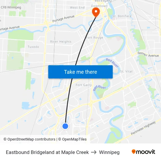 Eastbound Bridgeland at Maple Creek to Winnipeg map