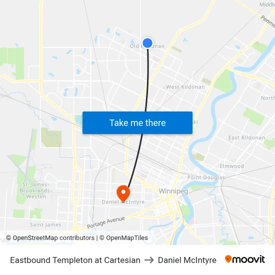Eastbound Templeton at Cartesian to Daniel McIntyre map