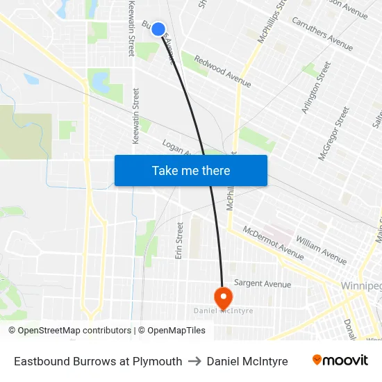 Eastbound Burrows at Plymouth to Daniel McIntyre map