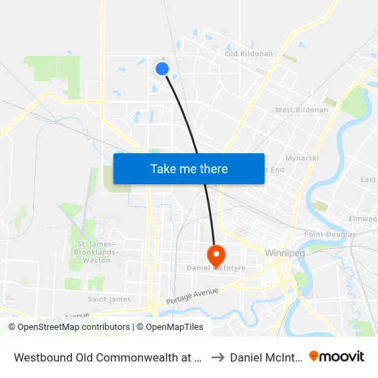 Westbound Old Commonwealth at Singh to Daniel McIntyre map