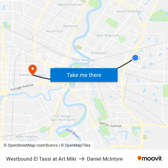 Westbound El Tassi at Art Miki to Daniel McIntyre map