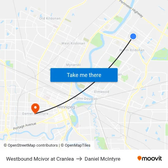 Westbound Mcivor at Cranlea to Daniel McIntyre map