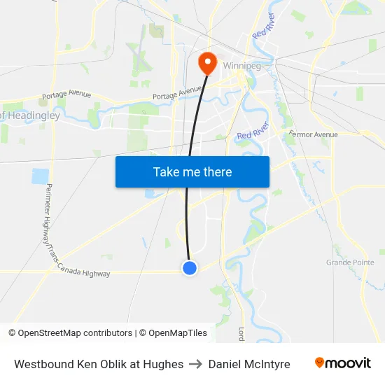 Westbound Ken Oblik at Hughes to Daniel McIntyre map