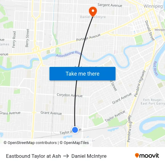 Eastbound Taylor at Ash to Daniel McIntyre map