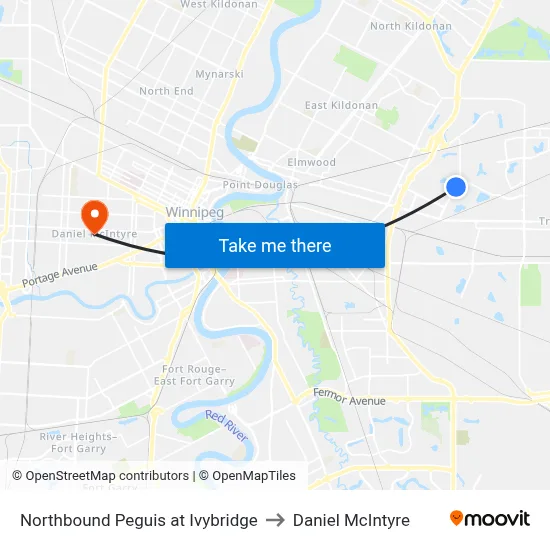 Northbound Peguis at Ivybridge to Daniel McIntyre map