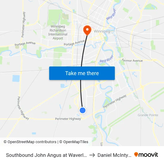 Southbound John Angus at Waverley to Daniel McIntyre map