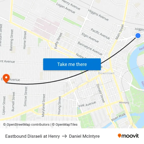 Eastbound Disraeli at Henry to Daniel McIntyre map