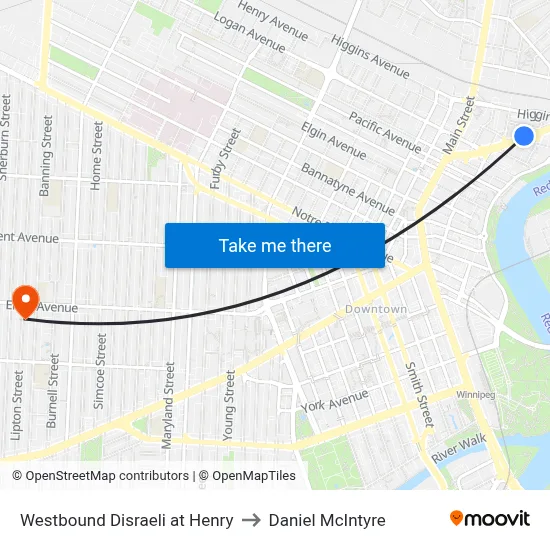 Westbound Disraeli at Henry to Daniel McIntyre map
