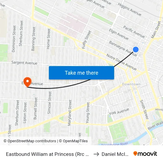 Eastbound William at Princess (Rrc Polytech) to Daniel McIntyre map