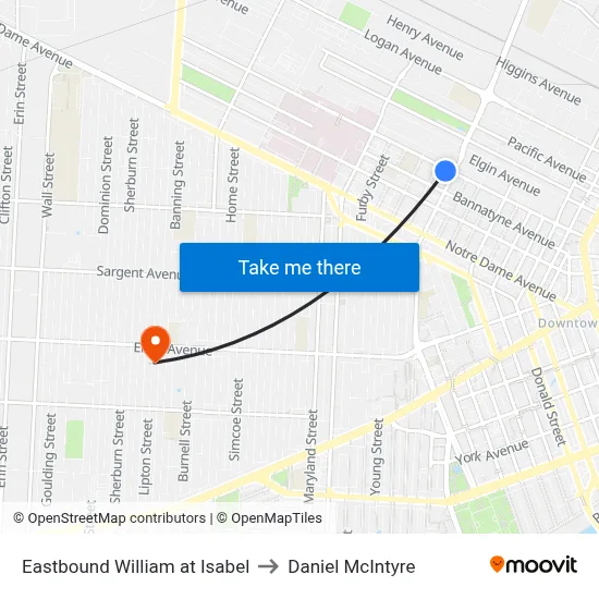 Eastbound William at Isabel to Daniel McIntyre map