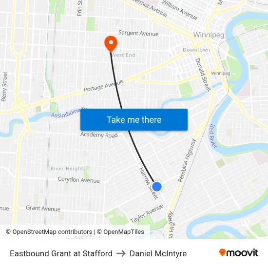 Eastbound Grant at Stafford to Daniel McIntyre map
