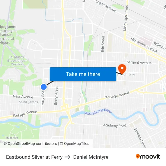 Eastbound Silver at Ferry to Daniel McIntyre map