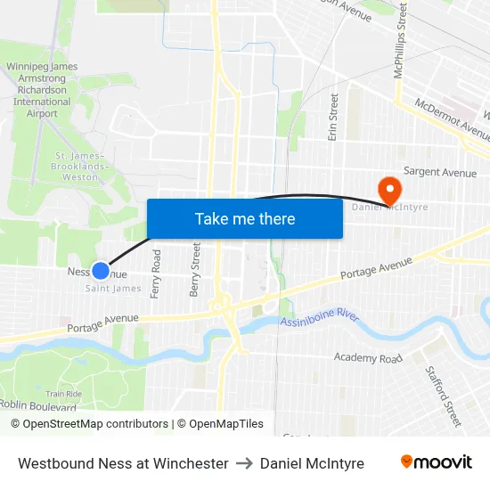 Westbound Ness at Winchester to Daniel McIntyre map