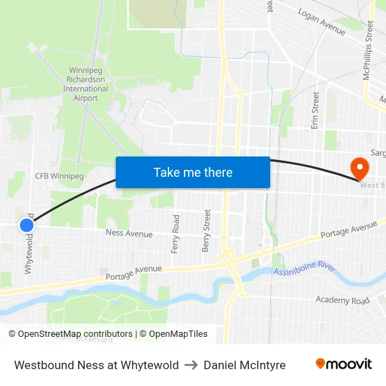 Westbound Ness at Whytewold to Daniel McIntyre map
