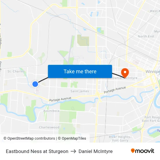 Eastbound Ness at Sturgeon to Daniel McIntyre map