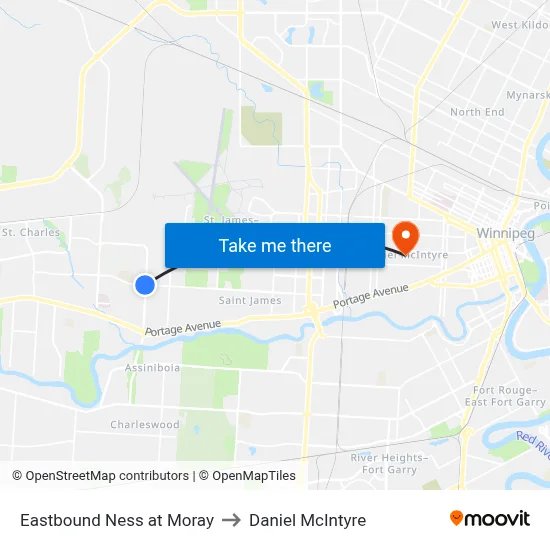 Eastbound Ness at Moray to Daniel McIntyre map