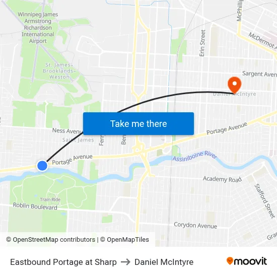 Eastbound Portage at Sharp to Daniel McIntyre map
