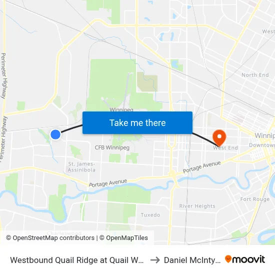 Westbound Quail Ridge at Quail West to Daniel McIntyre map