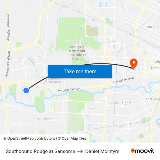 Southbound Rouge at Sansome to Daniel McIntyre map
