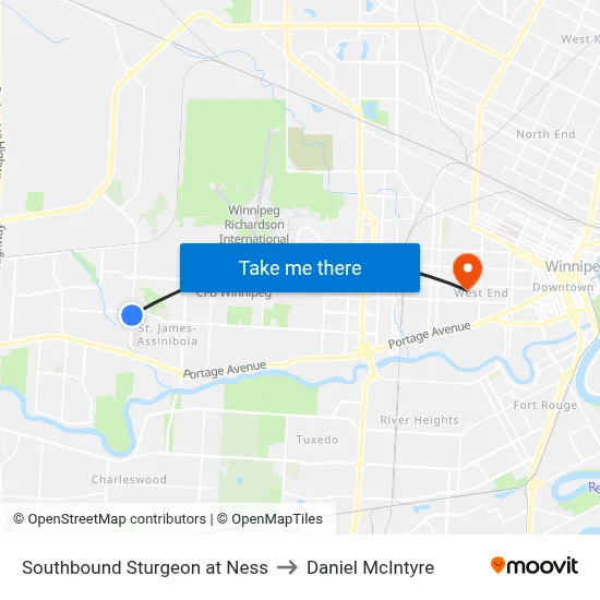 Southbound Sturgeon at Ness to Daniel McIntyre map