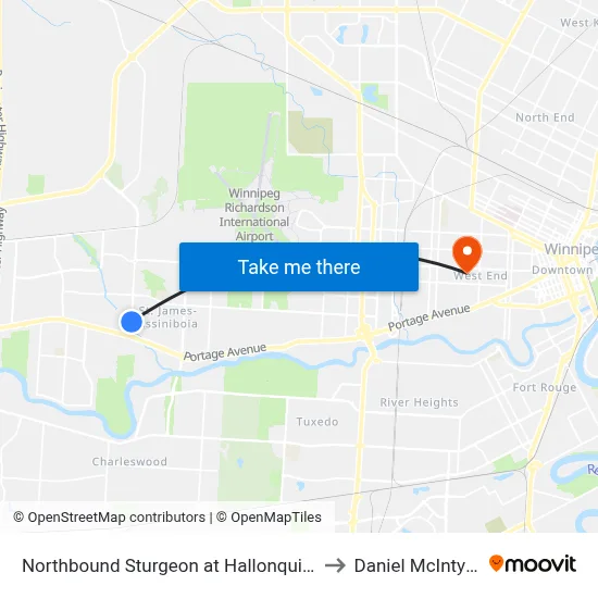 Northbound Sturgeon at Hallonquist to Daniel McIntyre map