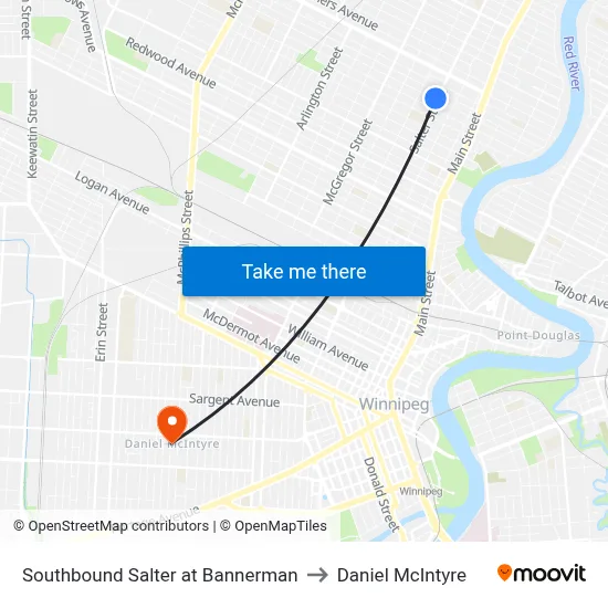 Southbound Salter at Bannerman to Daniel McIntyre map