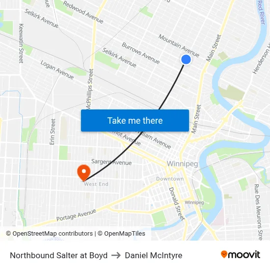 Northbound Salter at Boyd to Daniel McIntyre map