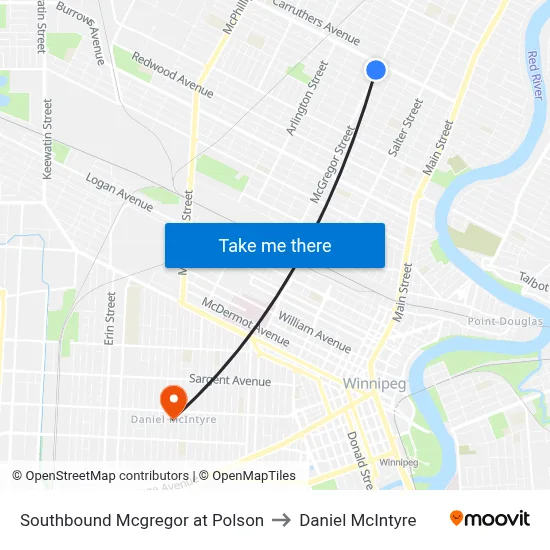 Southbound Mcgregor at Polson to Daniel McIntyre map