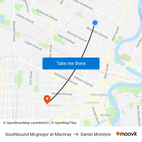 Southbound Mcgregor at Machray to Daniel McIntyre map