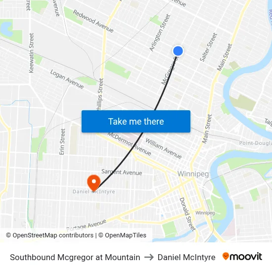 Southbound Mcgregor at Mountain to Daniel McIntyre map