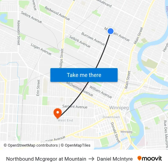 Northbound Mcgregor at Mountain to Daniel McIntyre map