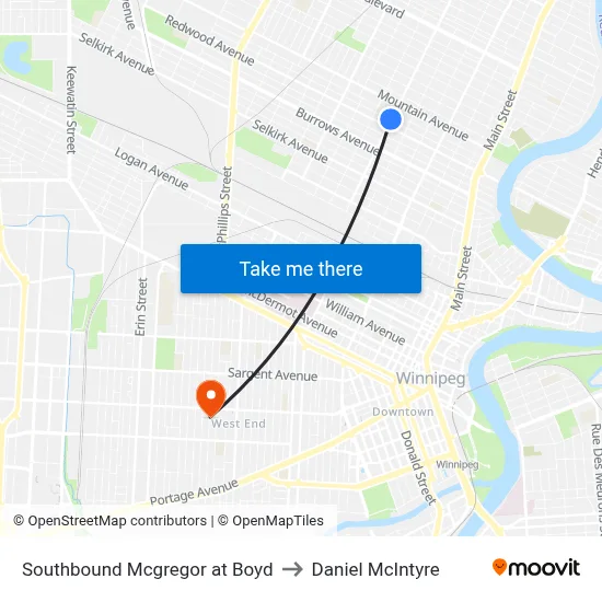 Southbound Mcgregor at Boyd to Daniel McIntyre map
