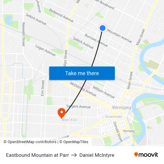 Eastbound Mountain at Parr to Daniel McIntyre map