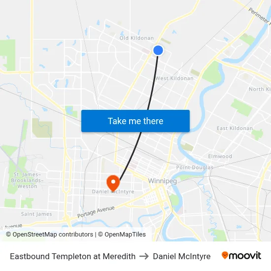 Eastbound Templeton at Meredith to Daniel McIntyre map