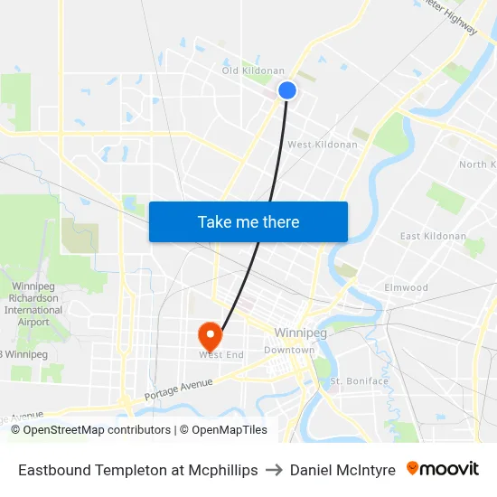 Eastbound Templeton at Mcphillips to Daniel McIntyre map