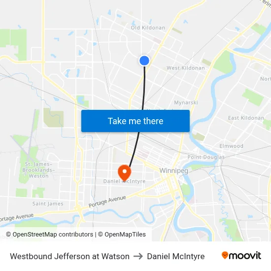 Westbound Jefferson at Watson to Daniel McIntyre map
