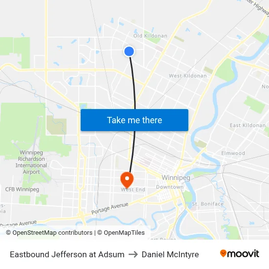 Eastbound Jefferson at Adsum to Daniel McIntyre map