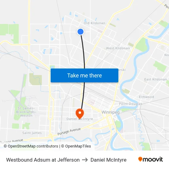 Westbound Adsum at Jefferson to Daniel McIntyre map