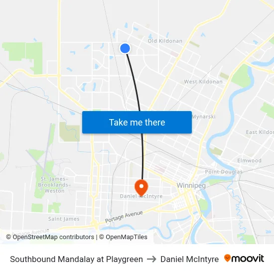 Southbound Mandalay at Playgreen to Daniel McIntyre map